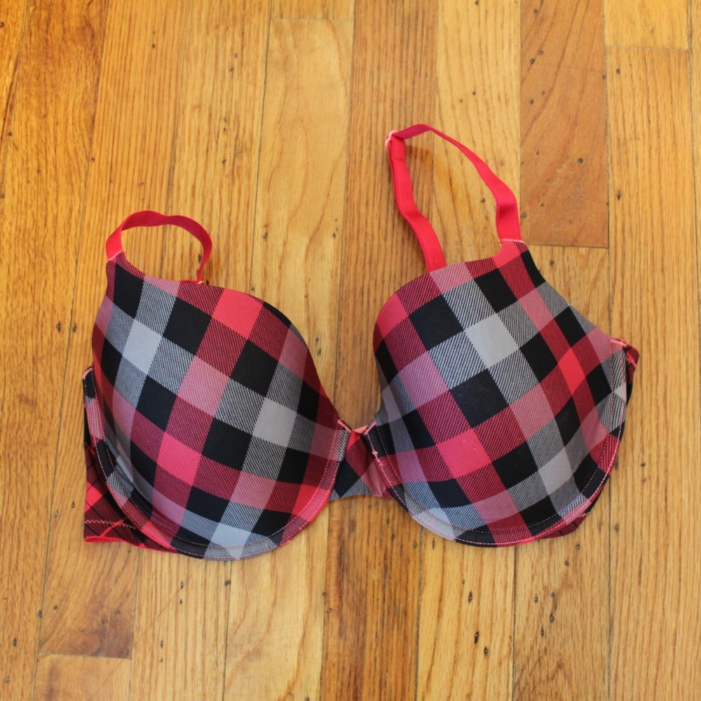 Victoria's Secret plaid red lined demi bra